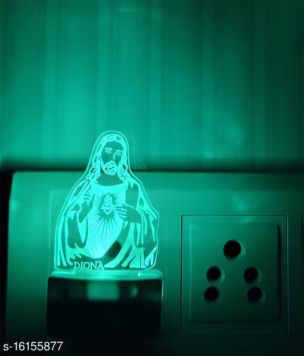 DIONA Night Lamp Jesus Christ Christian Lord Cross 3D LED Night Lamp Illusion Acrylic Multi Colour Changing Small Portable Light Christmas Gifts wall night light Christmas gift Church Night Lamp