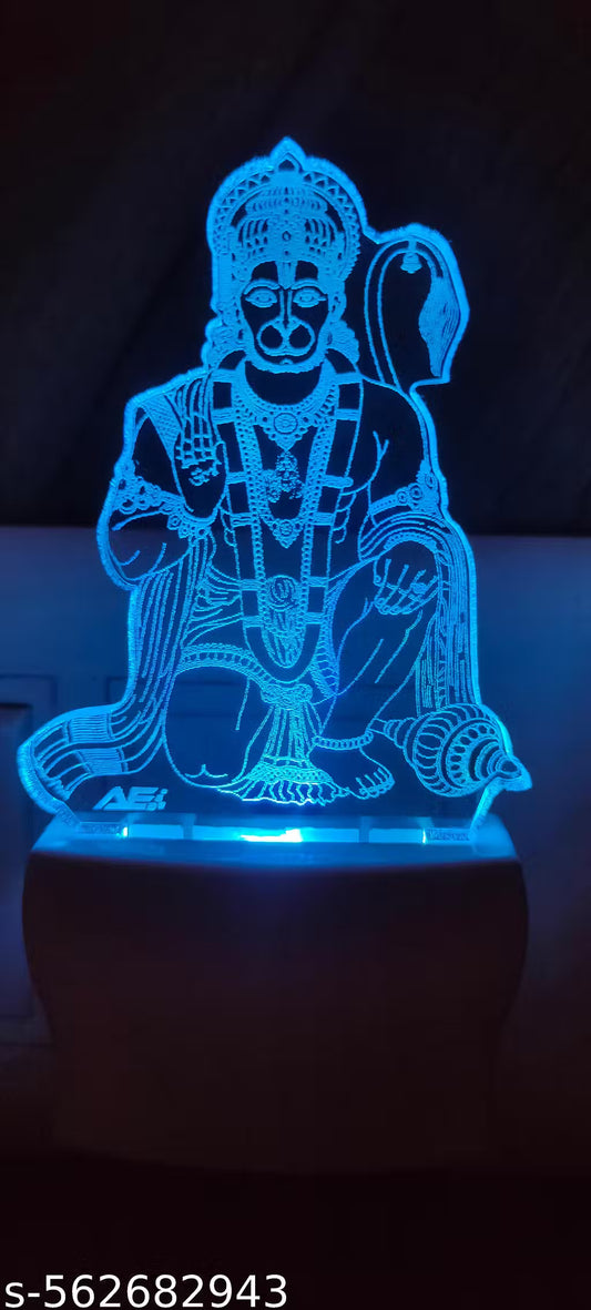 Night Lamp Home & Kitchen Home Décor Lights Multicolor LED Night Lighting power saver auto color change lamp for bedroom living room office decoration gift mandir tample hindu god bhagvan hanuman