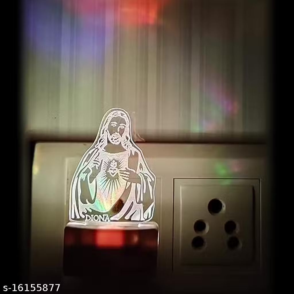 DIONA Night Lamp Jesus Christ Christian Lord Cross 3D LED Night Lamp Illusion Acrylic Multi Colour Changing Small Portable Light Christmas Gifts wall night light Christmas gift Church Night Lamp